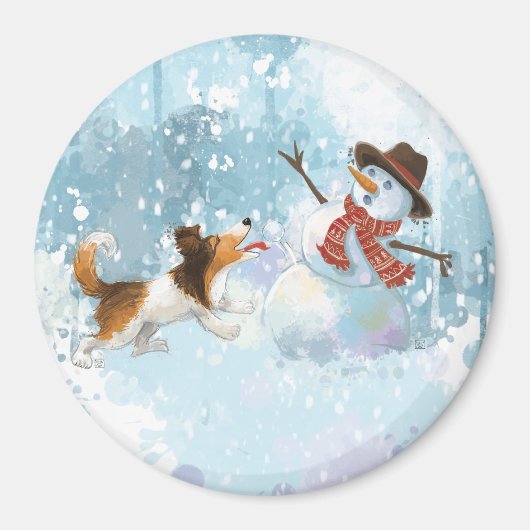 シェルドンと雪だるま マグネット (正面)