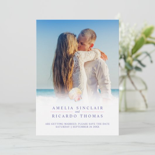 シェルハートアートウォーターカラー救ビーチ結婚式 セーブザデート (スタンド正面)