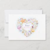 シェルハートアートビーチ結婚式水色 出欠カード (裏面)