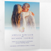 シェルハートアート水カラービーチ結婚式 三つ折り招待状 (内部最初)