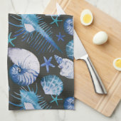 シェルパターンを持つサンゴ キッチンタオル (四つ折り)