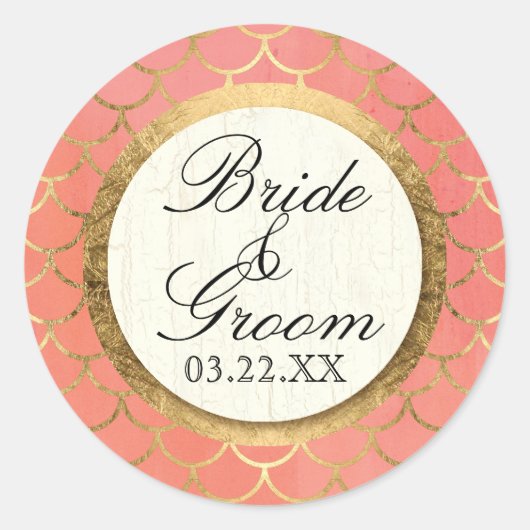 シェルパターンアールデコ金ゴールドリーフフォーマル結婚ズ ラウンドシール (正面)