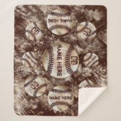 シェルパフリースパーソナライズされた野球毛布 シェルパブランケット (正面)