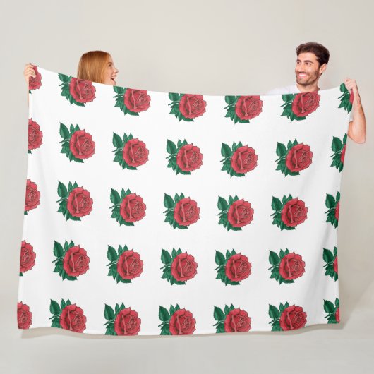 シェルパブランケット赤い花 フリースブランケット (インサイチュ)