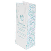 シェルパーソナライズされたブルー結婚式の引き出物ワインバッグ ワインギフトバッグ (裏面アングル)