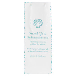 シェルパーソナライズされたブルー結婚式の引き出物ワインバッグ ワインギフトバッグ