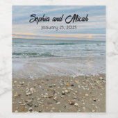 シェルビーチサンライズ結婚のワインボトルラベル ワインラベル (シングルラベル)