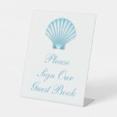 シェルビーチ航海のブルー結婚ズゲストブック 台座サイン (正面)