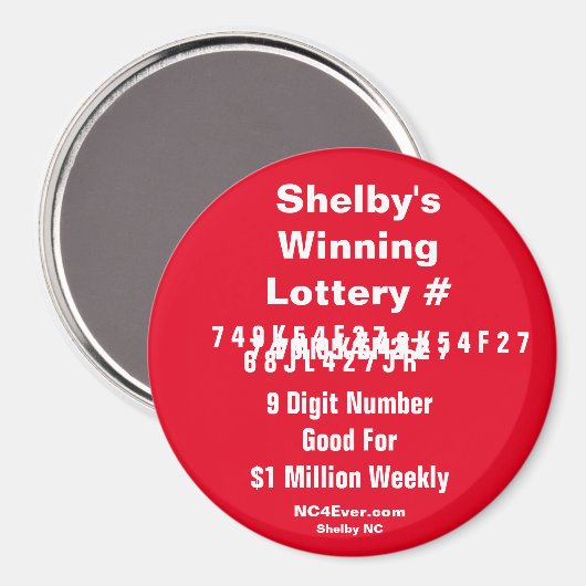 シェルビー当選宝くじ番号磁石 マグネット (正面/裏面)