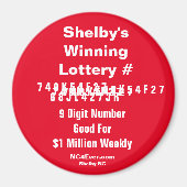 シェルビー当選宝くじ番号磁石 マグネット (正面)