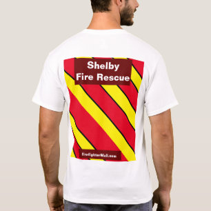 シェルビー消防消防士レッド/イエローTシャツ Tシャツ