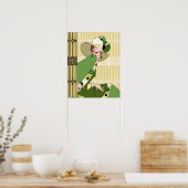 シェルビー, 1920年代のアールデコレディで黄色とオリーブ ポスター (キッチン)