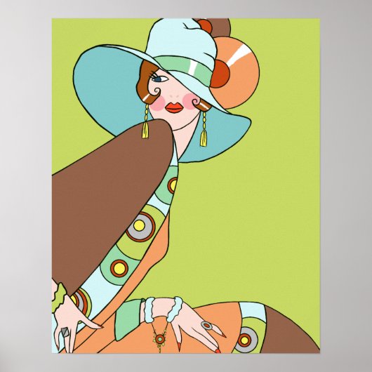 シェルビー、1920年代のキウイとブラウンのレディ ポスター (正面)