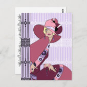 シェルビー、1920年代のラベンダーの女性とワイン ポストカード (正面/裏面)