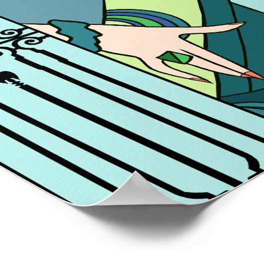 シェルビー、1920年代のレディ・イン・アクアとティール（緑がかった色） ポスター (角)