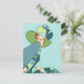 シェルビー、1920年代のレディ・イン・アクアとティール(緑がかった色) ポストカード (スタンド正面)