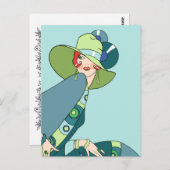 シェルビー、1920年代のレディ・イン・アクアとティール(緑がかった色) ポストカード (正面/裏面)