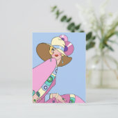 シェルビー、1920年代の女性ブルーとピンク ポストカード (スタンド正面)