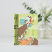 シェルビー、1930年代のキウイとブラウンのレディ ポストカード (スタンド正面)