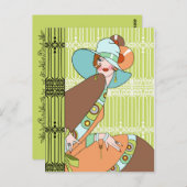 シェルビー、1930年代のキウイとブラウンのレディ ポストカード (正面/裏面)