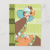 シェルビー、1930年代のキウイとブラウンのレディ ポストカード (正面)