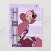 シェルビー、1930年代のラベンダーの女性とワイン ポストカード (正面/裏面)