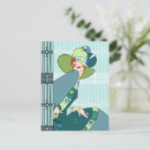 シェルビー、1930年代のレディ・イン・アクアとティール（緑がかった色） ポストカード (スタンド正面)