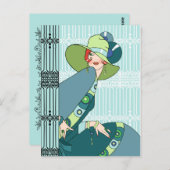 シェルビー、1930年代のレディ・イン・アクアとティール（緑がかった色） ポストカード (正面/裏面)