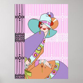 シェルビー、1930年代のレディ・イン・薄紫とラベンダー ポスター