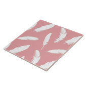 シェルピンクの白い羽のプリント タイル (側面)