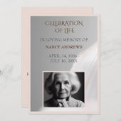 シェルピンクの葬儀追悼式 招待状 (正面/裏面)