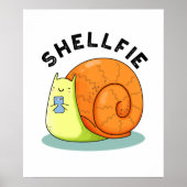 シェルフおもしろいカタツムリ自撮 ポスター (正面)