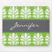 シェルフェミニンフローリッシュダマスクパーソナライズされた マウスパッド (正面)