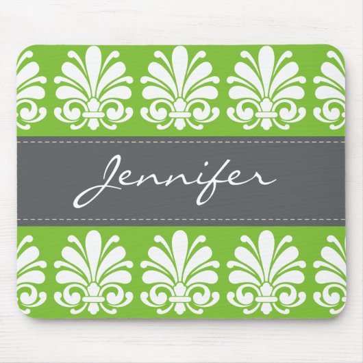 シェルフェミニンフローリッシュダマスクパーソナライズされた マウスパッド (正面)
