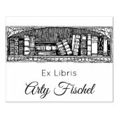 シェルフ上の編集可能なアンティークブックEx Libris ラバースタンプ (インプリント)