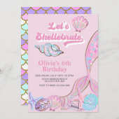 シェルブシーシェルとマーメイド誕生日 招待状 (正面/裏面)