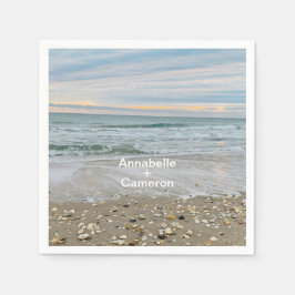 シェルブルービーチサンライズ結婚ズナプキンス スタンダードカクテルナプキン