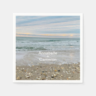シェルブルービーチサンライズ結婚ズナプキンス スタンダードカクテルナプキン