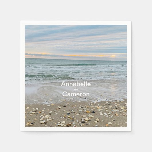 シェルブルービーチサンライズ結婚ズナプキンス スタンダードカクテルナプキン (正面)