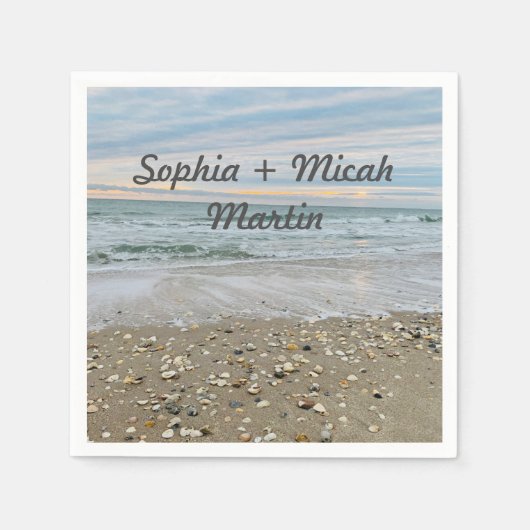 シェルブルービーチ結婚式ナプキン スタンダードカクテルナプキン (正面)