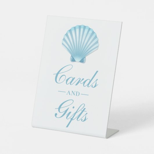 シェルブルー航海のビーチ結婚式カードギフト 台座サイン (正面)