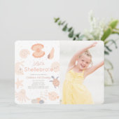 シェルブレイト シースhell ピンク 誕生日 フォト 招待状 (スタンド正面)