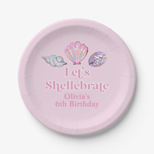 シェルブレイト 海の貝 ビーチ 誕生日 ペーパープレート (正面)