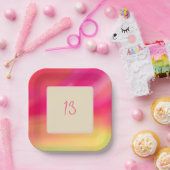 シェルベットカラー フラワープリント ペーパープレート (パーティー)