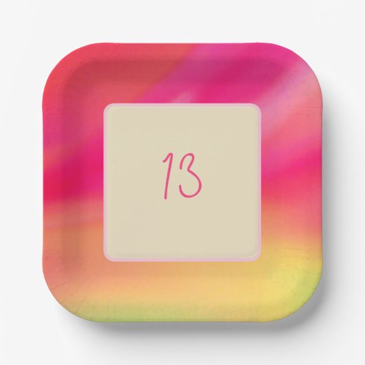 シェルベットカラー フラワープリント ペーパープレート (正面)