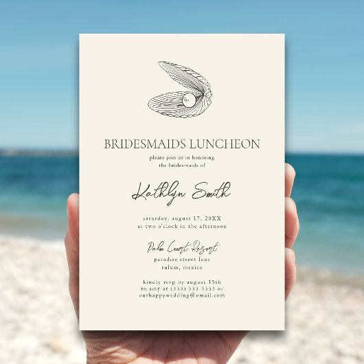 シェルモダンビーチ海ブリデスメイドランチョン 招待状