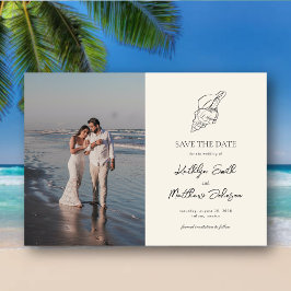 シェルモダンビーチ海結婚式の日付の保存 マグネット招待状