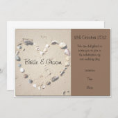 シェルラブハートブラウン結婚式招待状 招待状 (正面/裏面)
