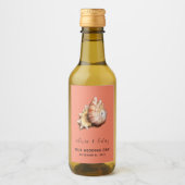 シェル付きサンゴ「私たちの結婚式の日」ミニ ワインラベル (正面)