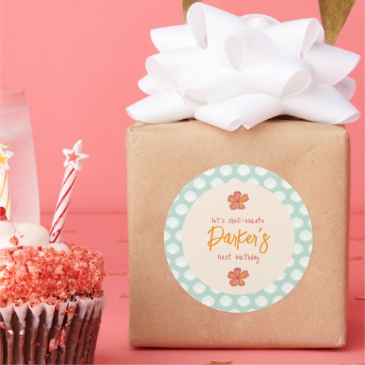 「シェル振動」沿岸ビーチパーティーテーマ ラウンドシール (パーティー)